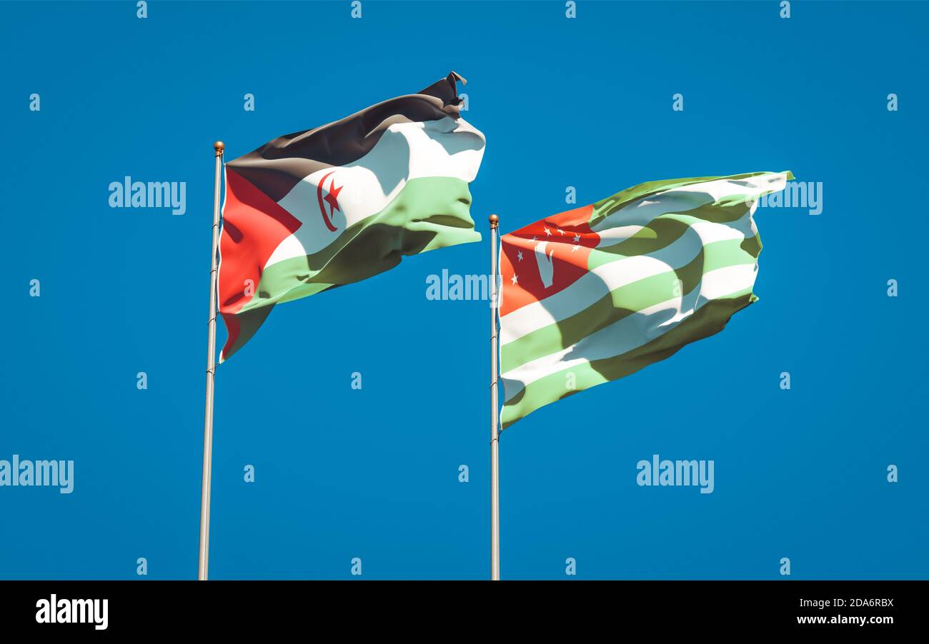Beautiful national state flags of Sahrawi and Abkhazia together at the ...