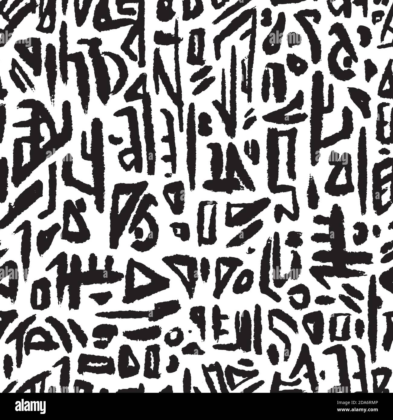 Alien hieroglyph seamless pattern. Black and white doodle style vector illustration pattern for surface, t shirt design, print, poster, icon, web, gra Stock Vector