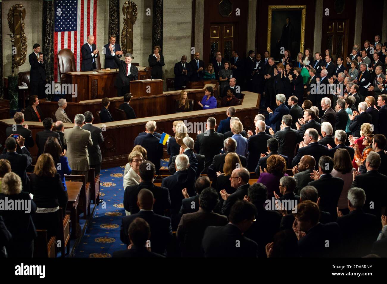 WASHINGTON D.C., USA - Sep 18, 2014: Speech by President of Ukraine Petro Poroshenko at the joint session of the Senate and House of Representatives in Washington, DC (USA) Stock Photo