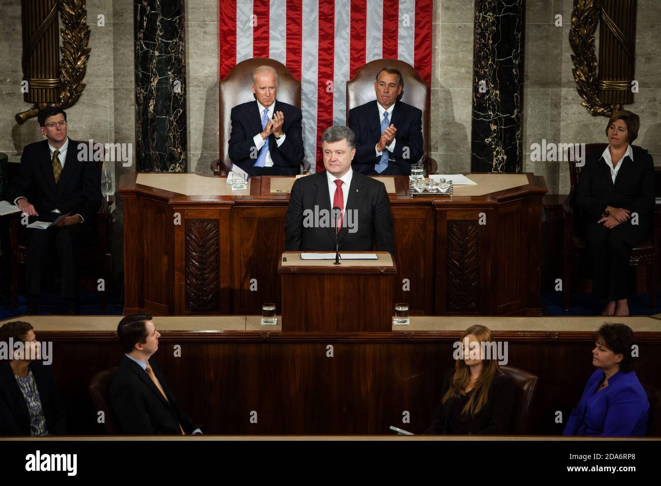 WASHINGTON D.C., USA - Sep 18, 2014: Speech by President of Ukraine Petro Poroshenko at the joint session of the Senate and House of Representatives in Washington, DC (USA) Stock Photo