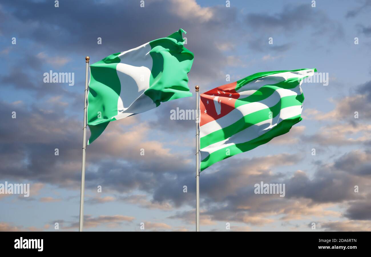 Beautiful national state flags of Nigeria and Abkhazia together at the ...