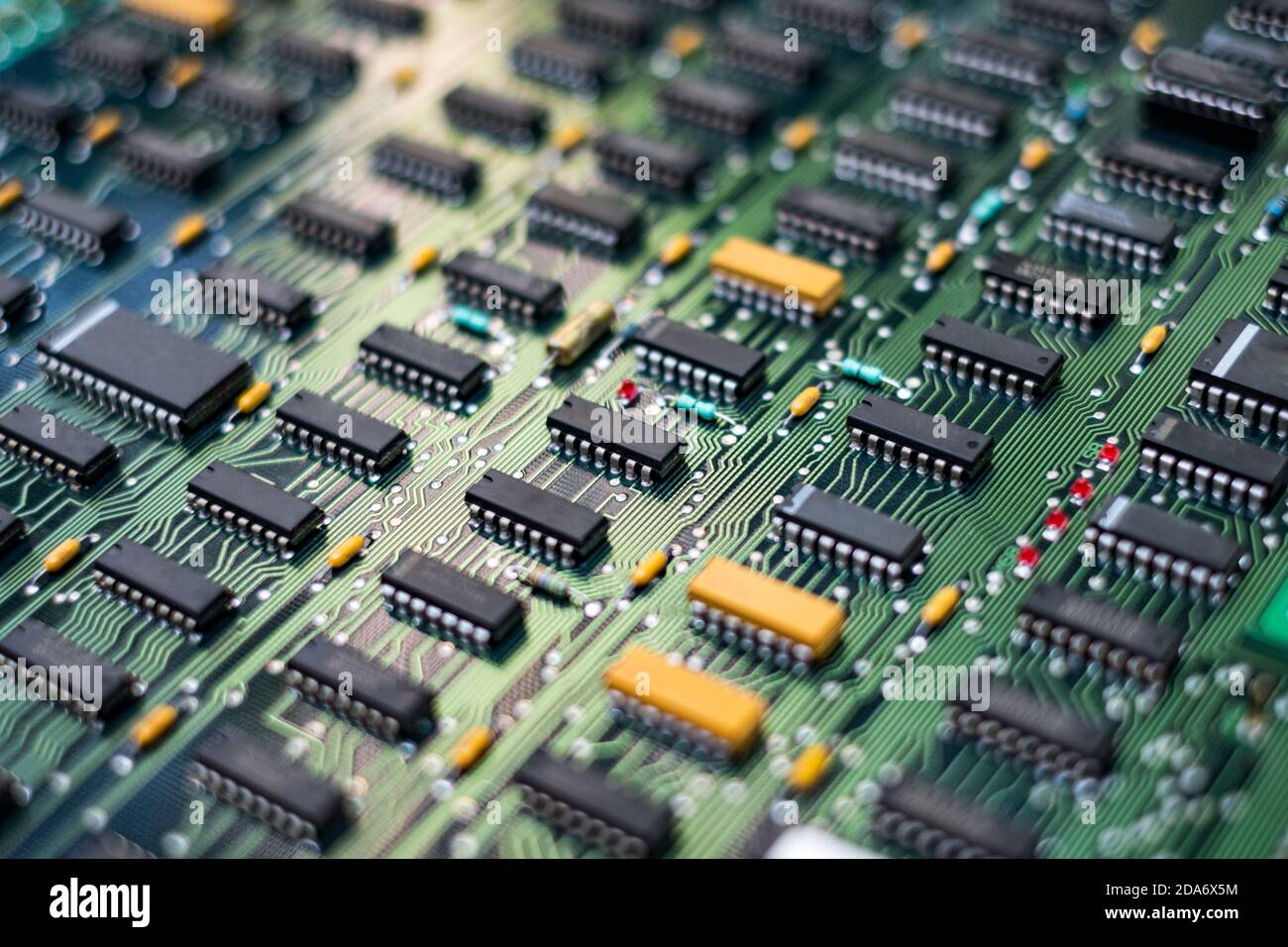 Closeup Electronic circuit board ( PCB detail and An integrated circuit (ic Stock