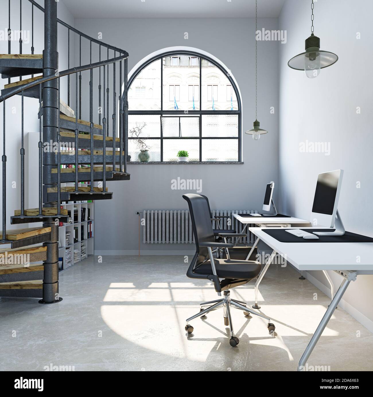 contemporary office interior. 3d rendering design concept Stock Photo ...