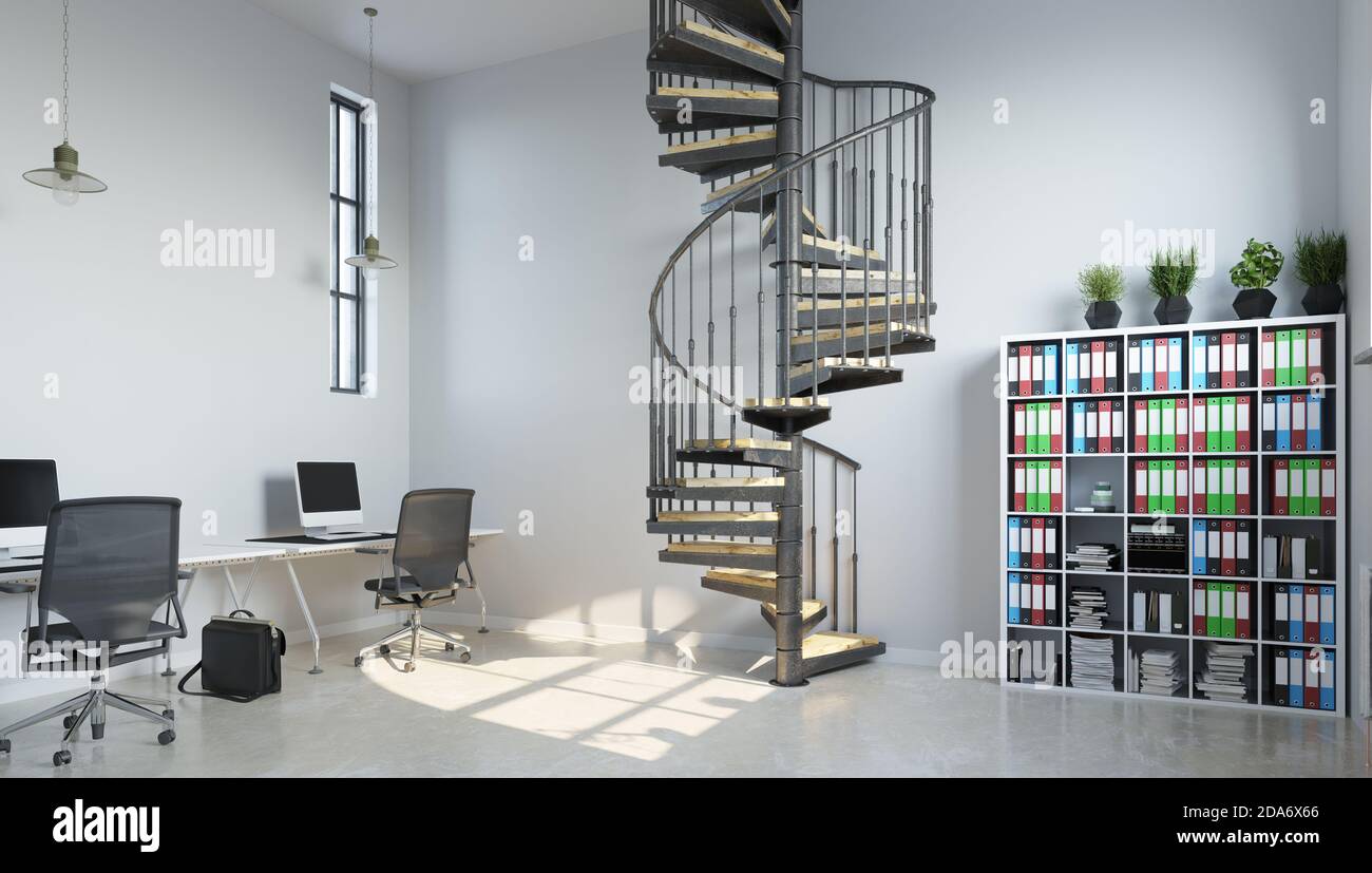 contemporary office interior. 3d rendering design concept Stock Photo ...