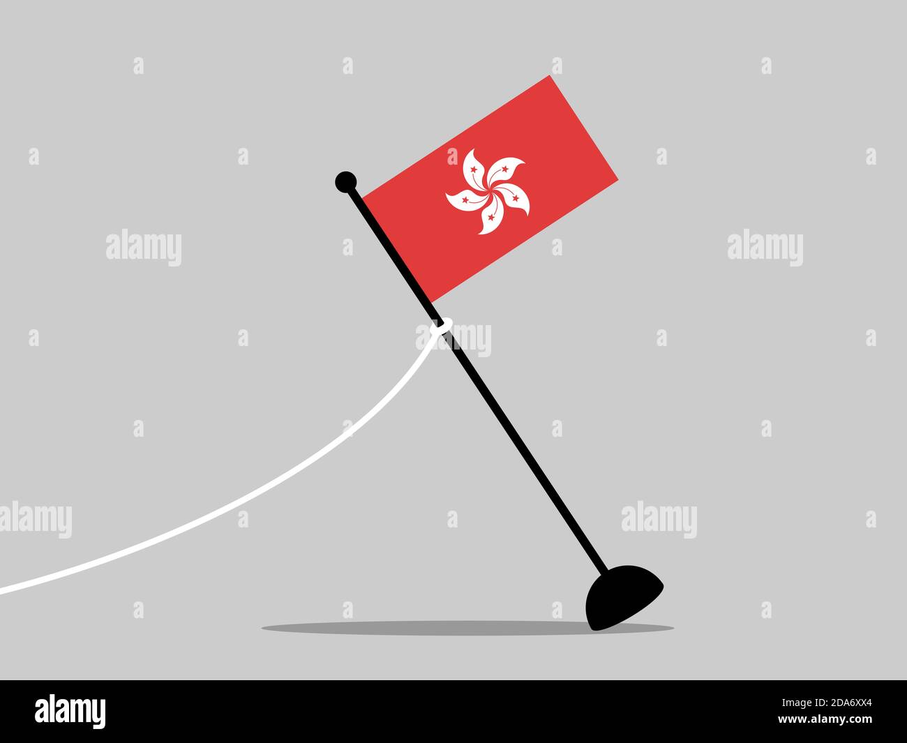 Flag of Hongkong / Hong Kong is removed. End of the country, state and autonomous area. Vector illustration. Stock Photo
