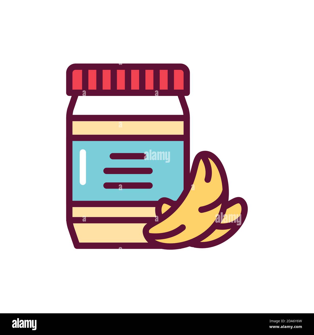 Cashew paste color line icon. Isolated vector element. Stock Vector