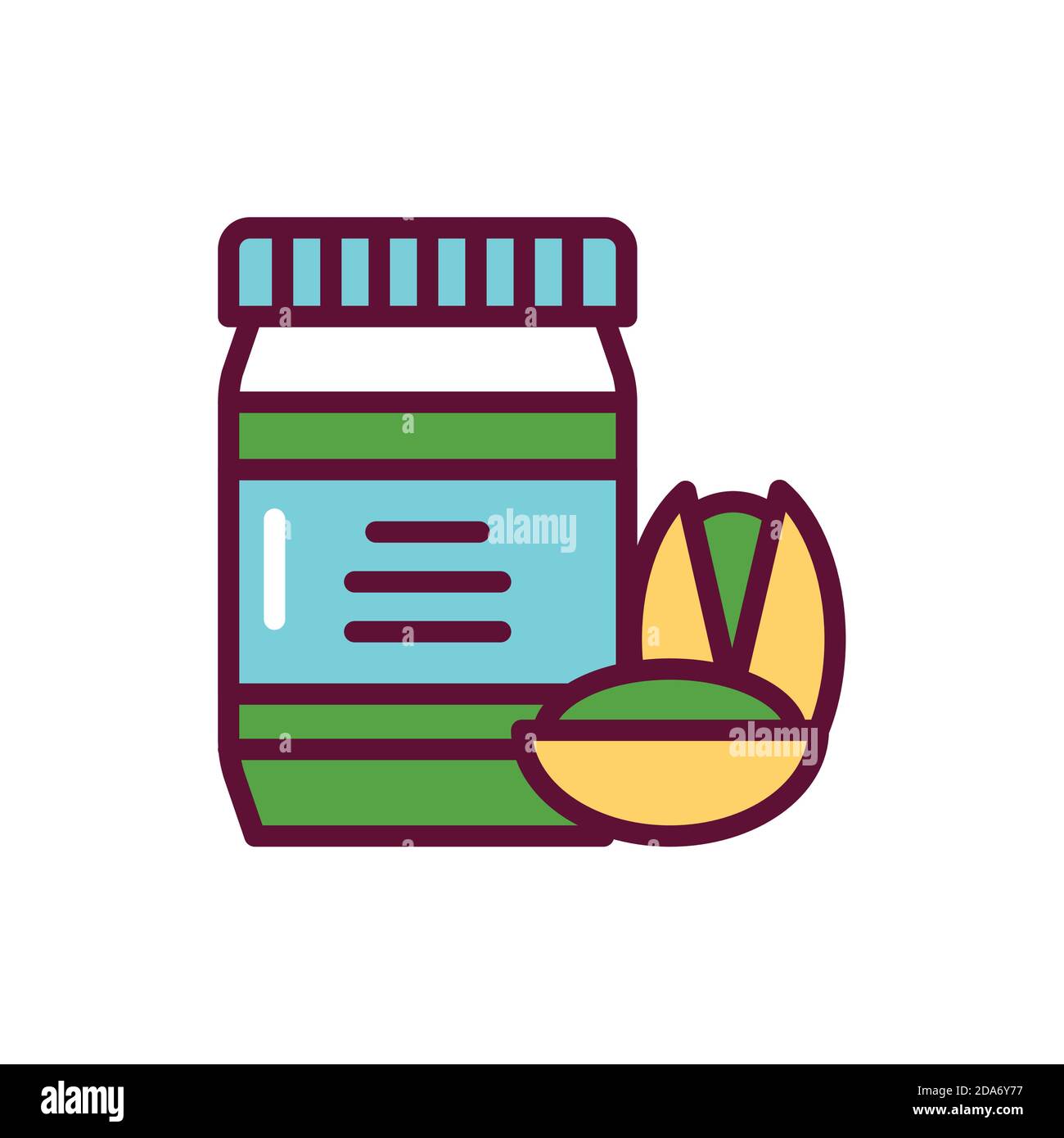 Pistachio paste color line icon. Isolated vector element. Stock Vector
