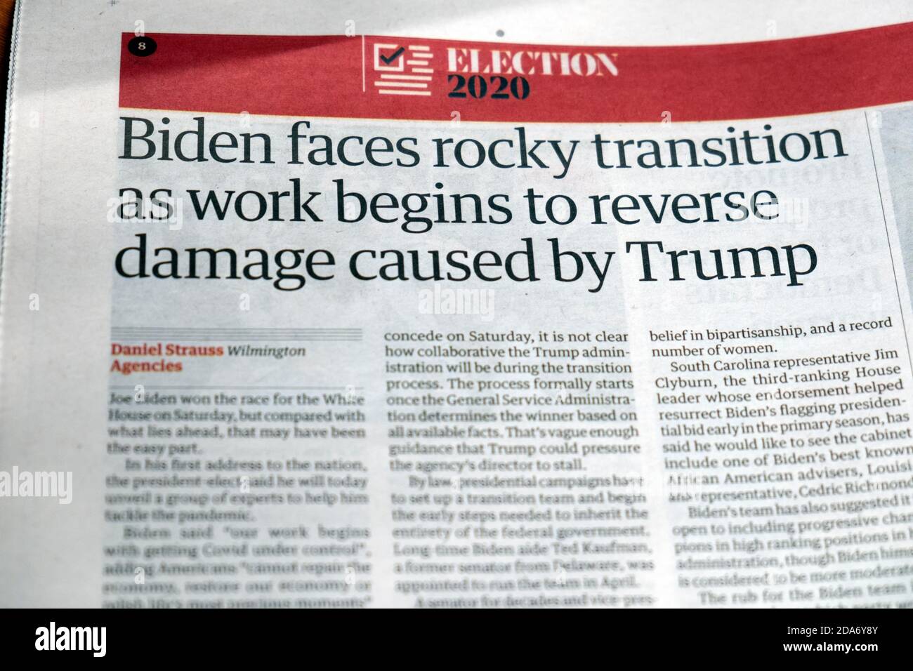 US election 2020 'Biden faces rocky transition as work begins to reverse damage caused by Trump' Stock Photo