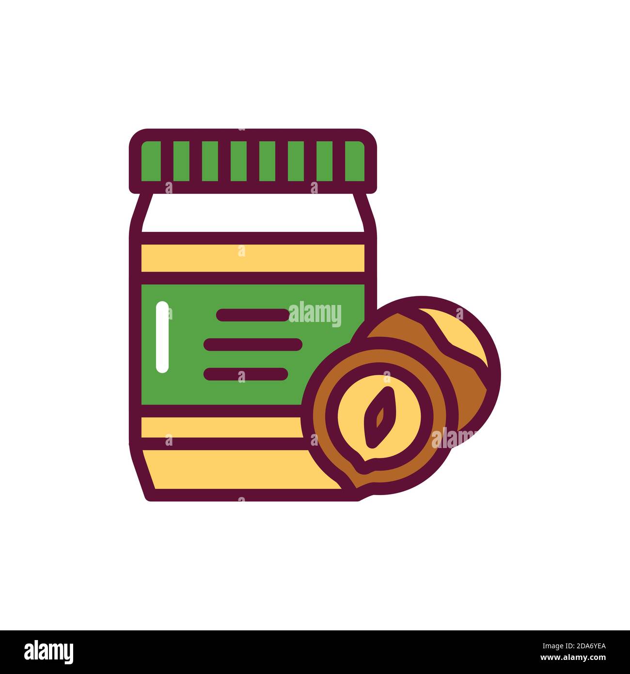 Hazelnut paste color line icon. Isolated vector element. Stock Vector
