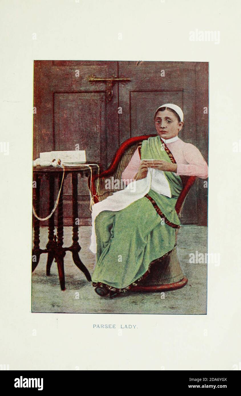 Parsee [also Parsi originally from Persia] Man from Typical Pictures of Indian Natives Being reproduction from Specially prepared hand-colored photographs. By F. M. Coleman (Times of India) Seventh Edition Bombay 1902 Stock Photo
