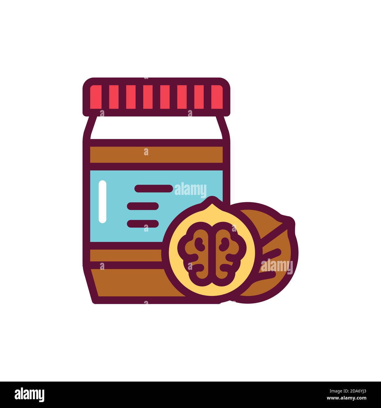 Walnut paste color line icon. Isolated vector element. Stock Vector