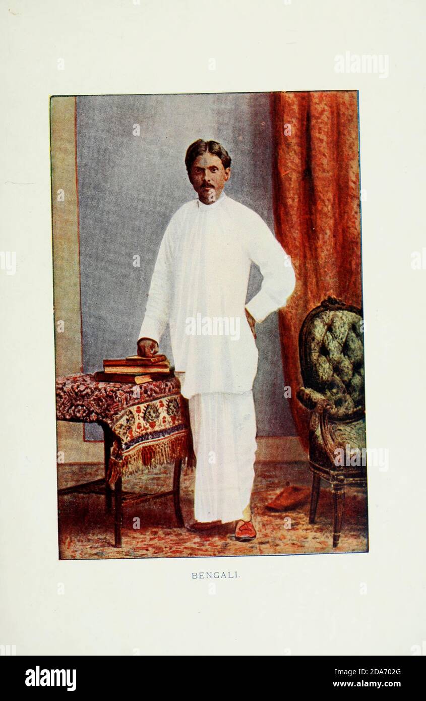 The Bengali man from Typical Pictures of Indian Natives Being reproduction from Specially prepared hand-colored photographs. By F. M. Coleman (Times of India) Seventh Edition Bombay 1902 Stock Photo