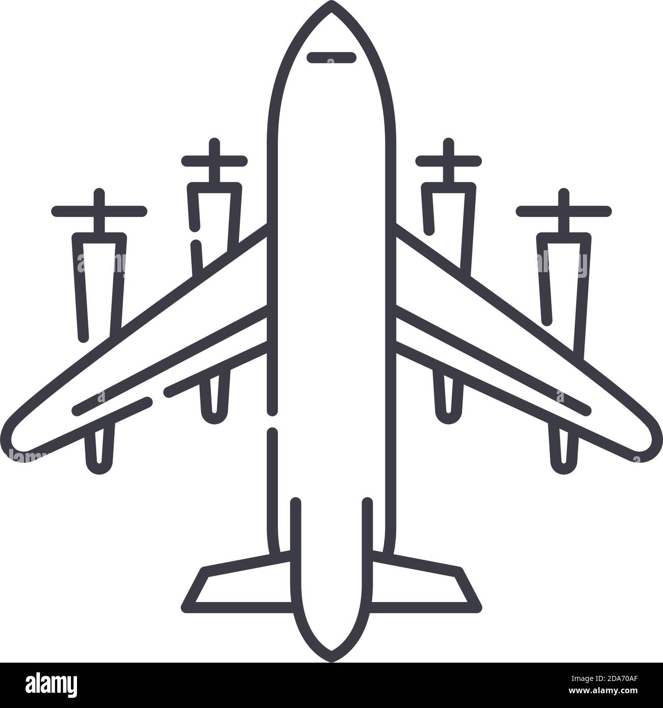 Aircraft icon, linear isolated illustration, thin line vector, web ...