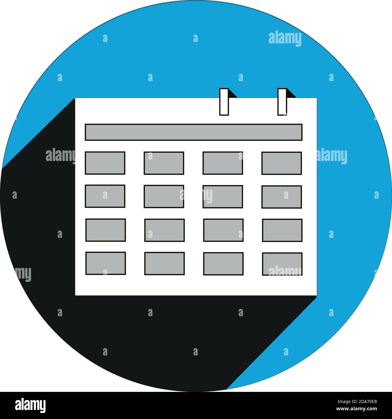 Vector flat design calendar icon. Abstract calendar clipart in black and blue colors Stock Vector