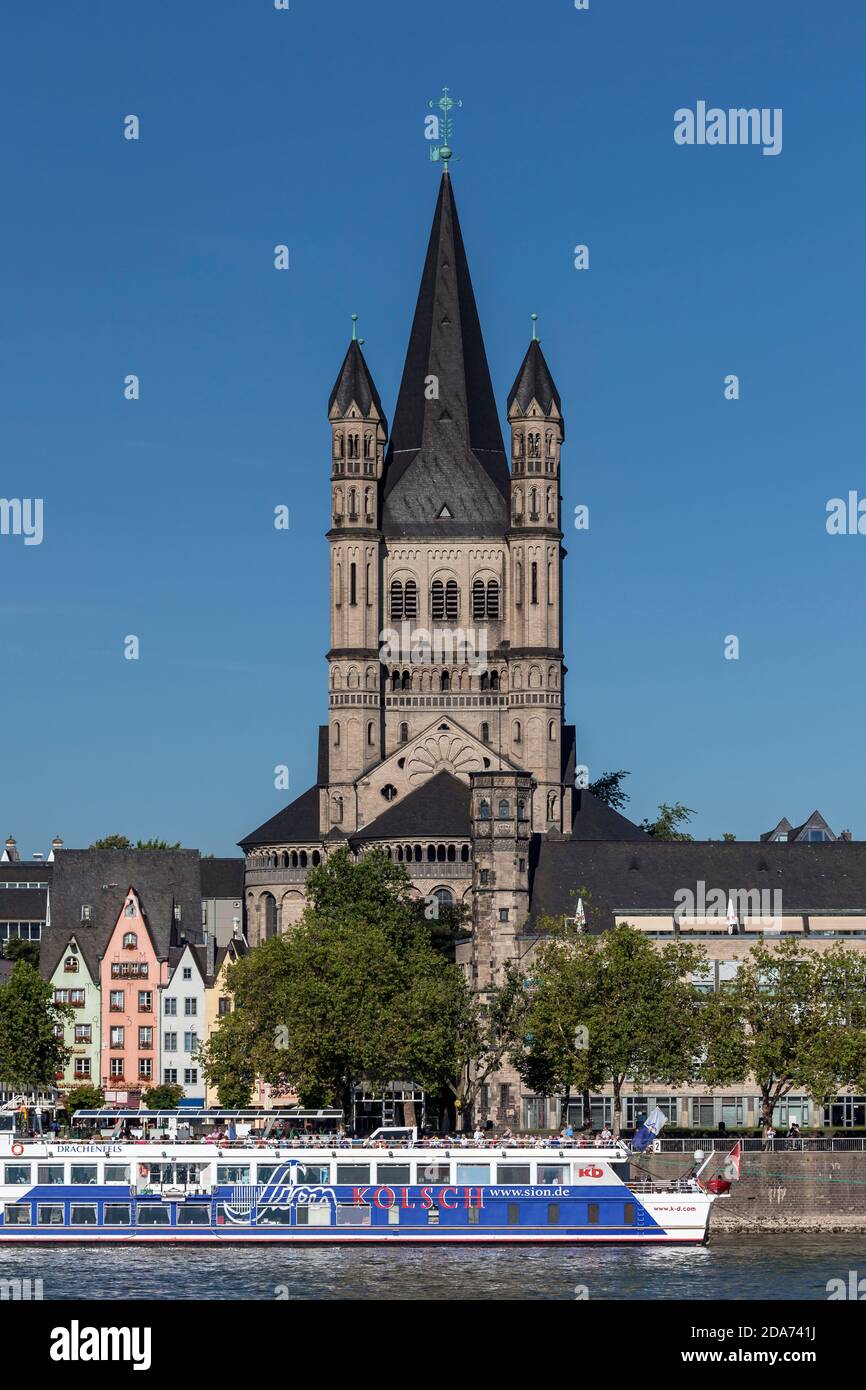 geography / travel, Germany, North Rhine-Westphalia, Cologne, church Great St. Martin at Rhine, Additional-Rights-Clearance-Info-Not-Available Stock Photo
