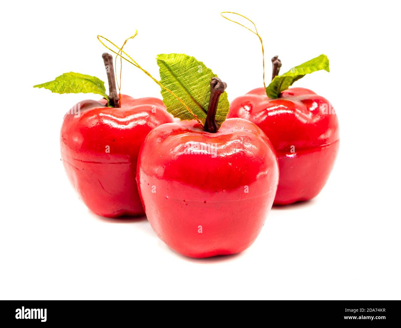 Red Christmas apples decoration isolated on white background Stock Photo