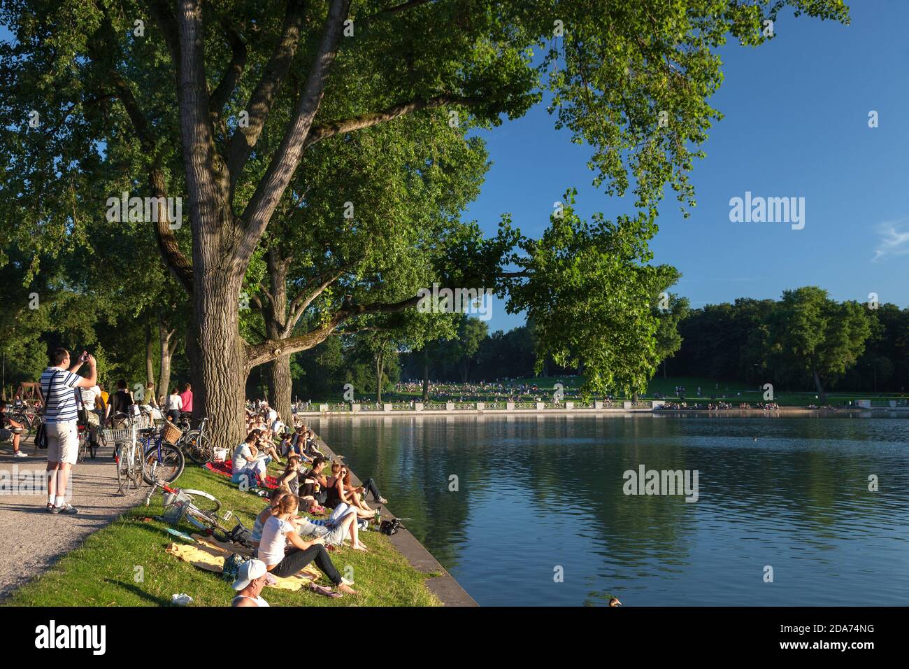 geography / travel, Germany, North Rhine-Westphalia, Cologne, summer's eve with cricket on the Aachen , Additional-Rights-Clearance-Info-Not-Available Stock Photo