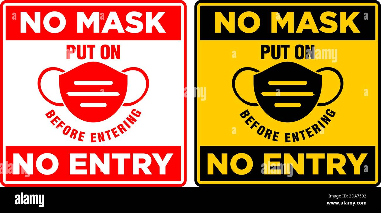 Face mask required sign. Square warning signage for restaurant, cafe