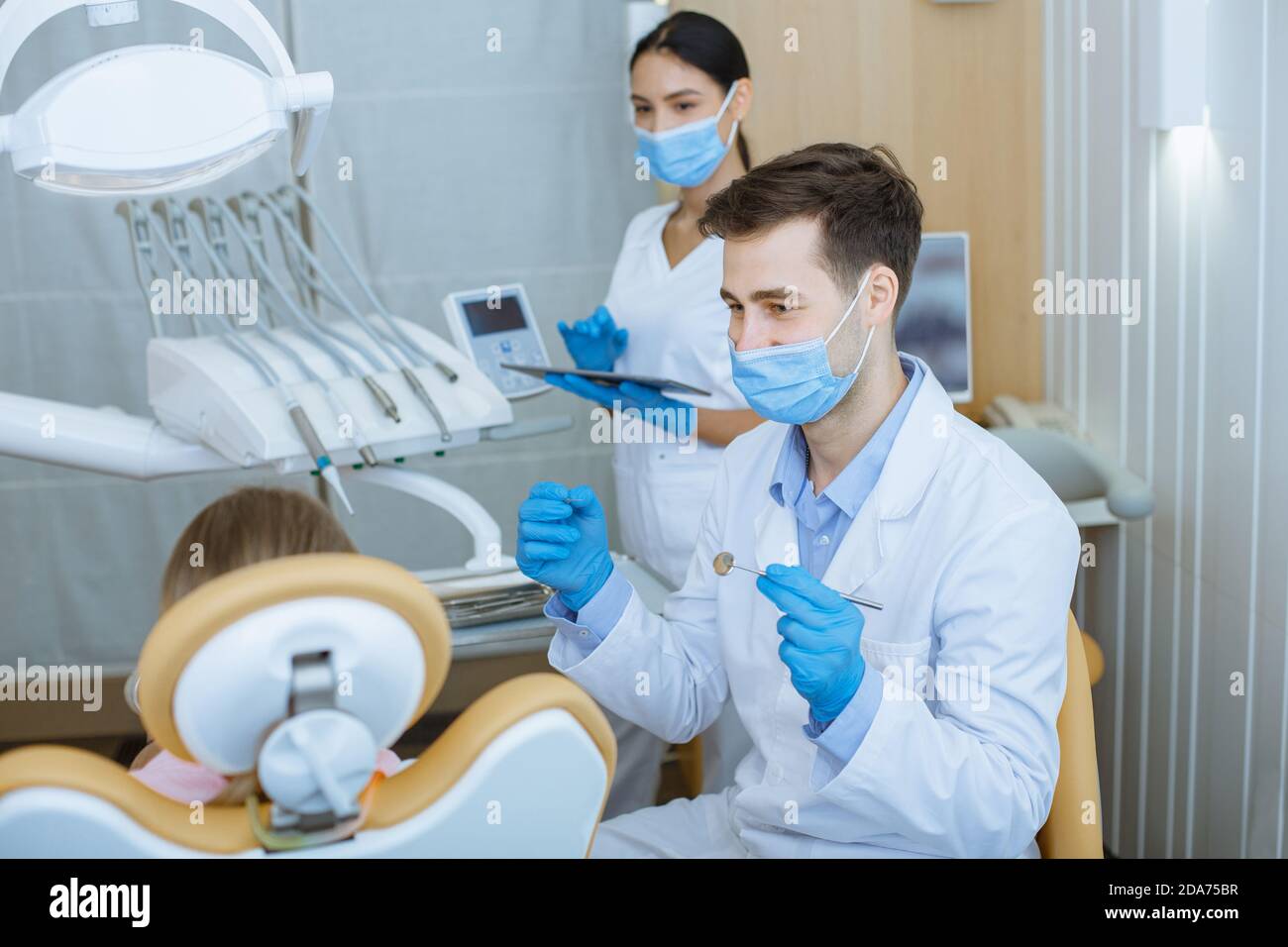 Modern equipment in dental clinic, stomatology and procedure for teeth Stock Photo