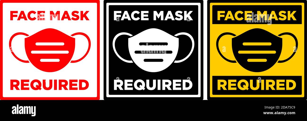 Face mask required sign. Square warning signage for restaurant, cafe