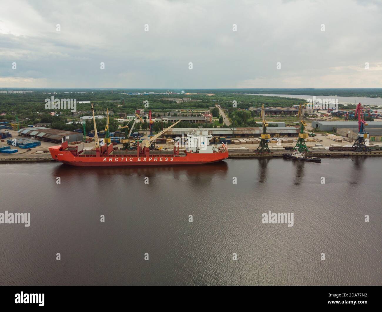 June, 2020-Arkhangelsk. Arctic cargo ship "Talnakh". Russia, port ...