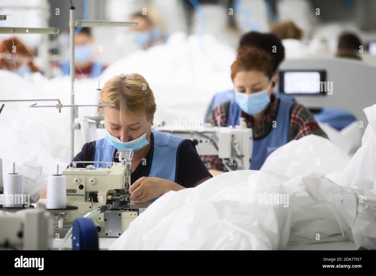 CHERNIGIV UKRAINE Oct. 06 2020 Sewing of protective suits for medics and doctors during covid 19 pandemic in sewing factory TK Style in Chernigiv Ukraine Stock Photo Alamy