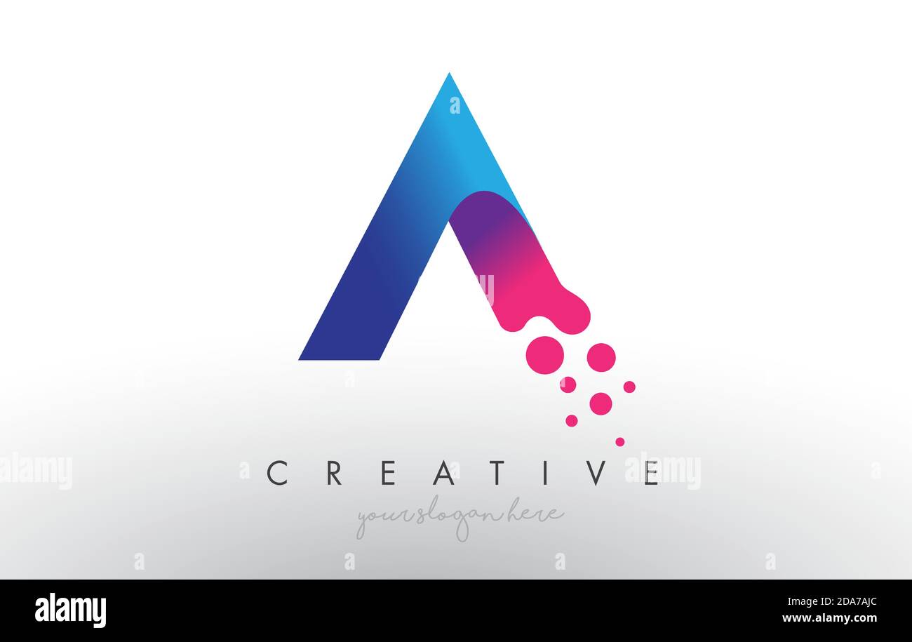 A Letter Design with Creative Dots Bubble Circles and Blue Pink Colors ...
