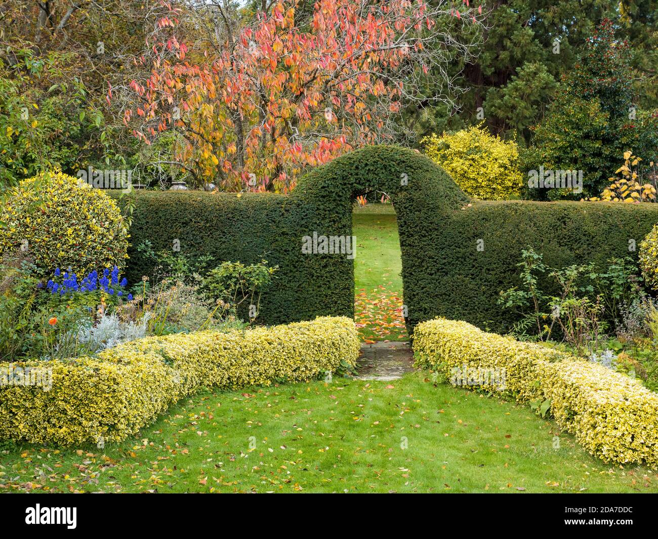 Hedge Garden with Arch, Englefield House Garden, Englefield Estate, Englefield, Berkshire, England, UK, GB. Stock Photo