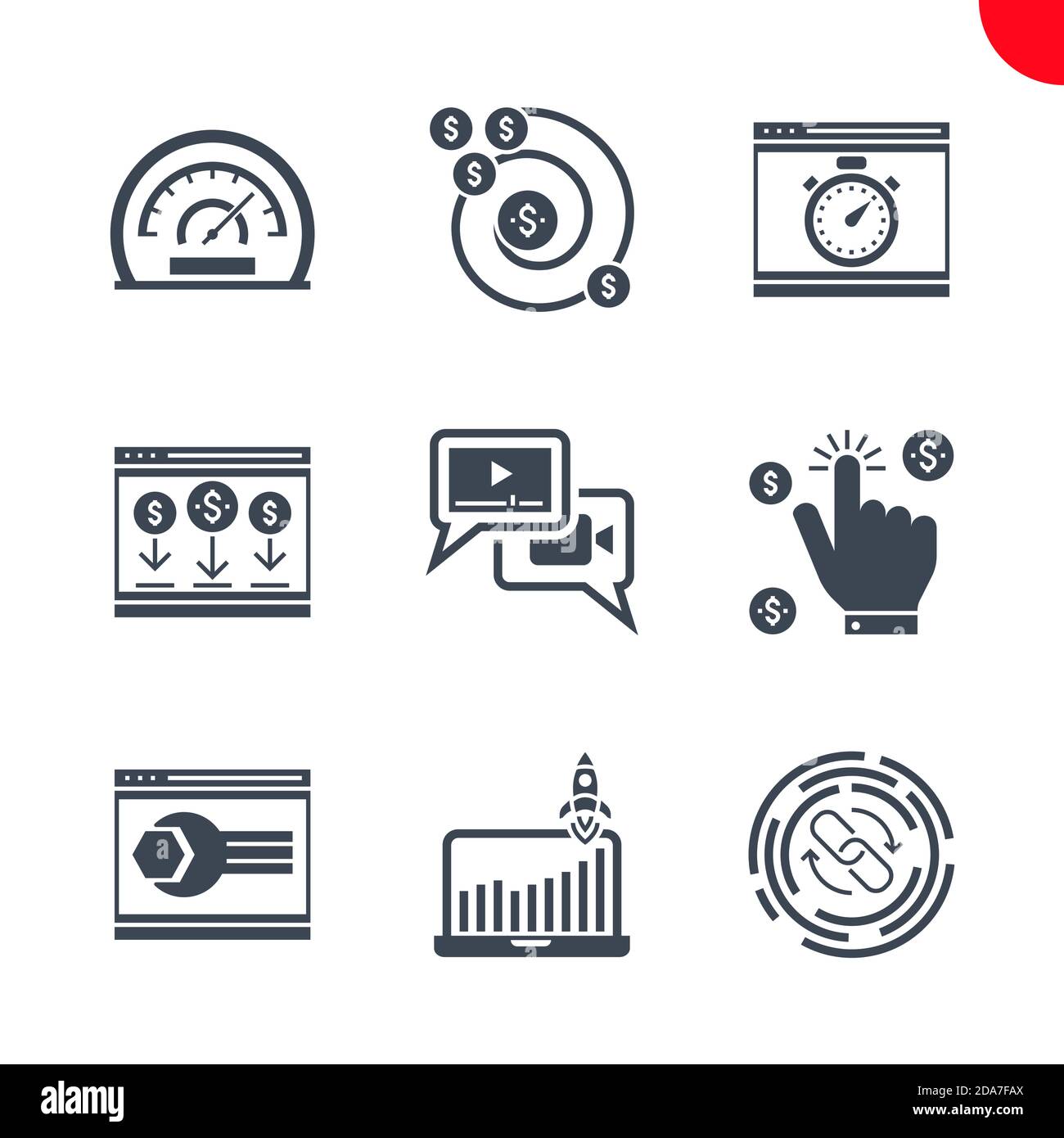 Seo and web opimization icons set Stock Vector