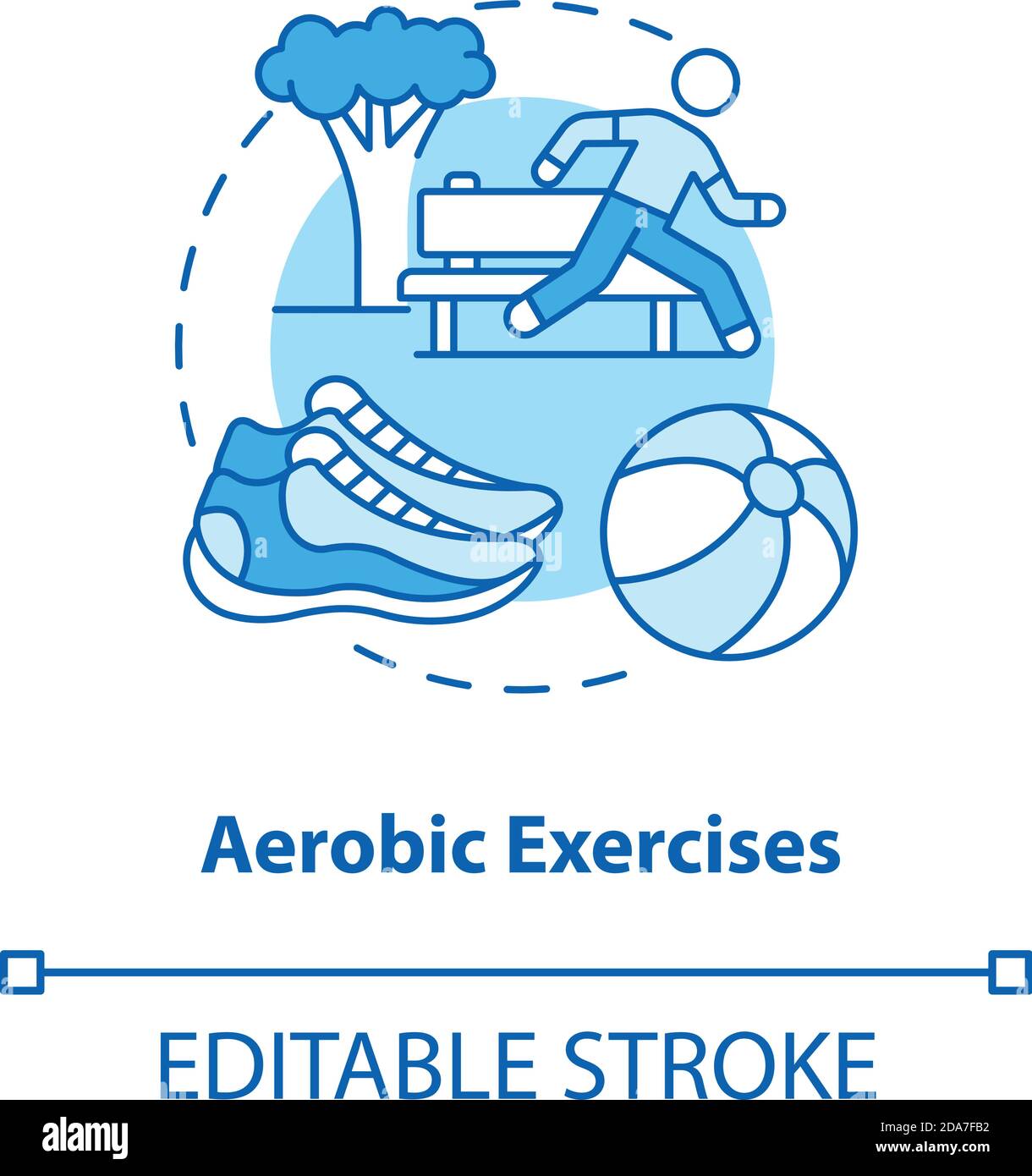 Aerobics exercise turquoise concept icon Stock Vector