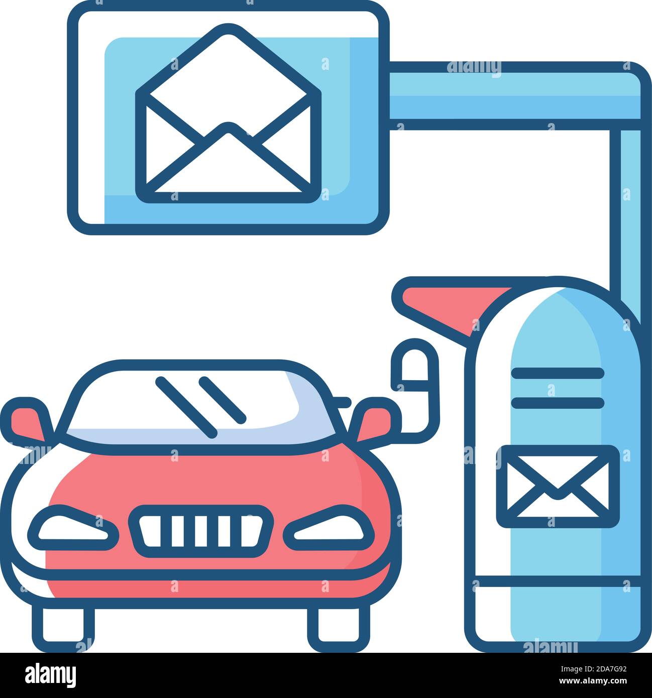 Drive through mailbox RGB color icon Stock Vector