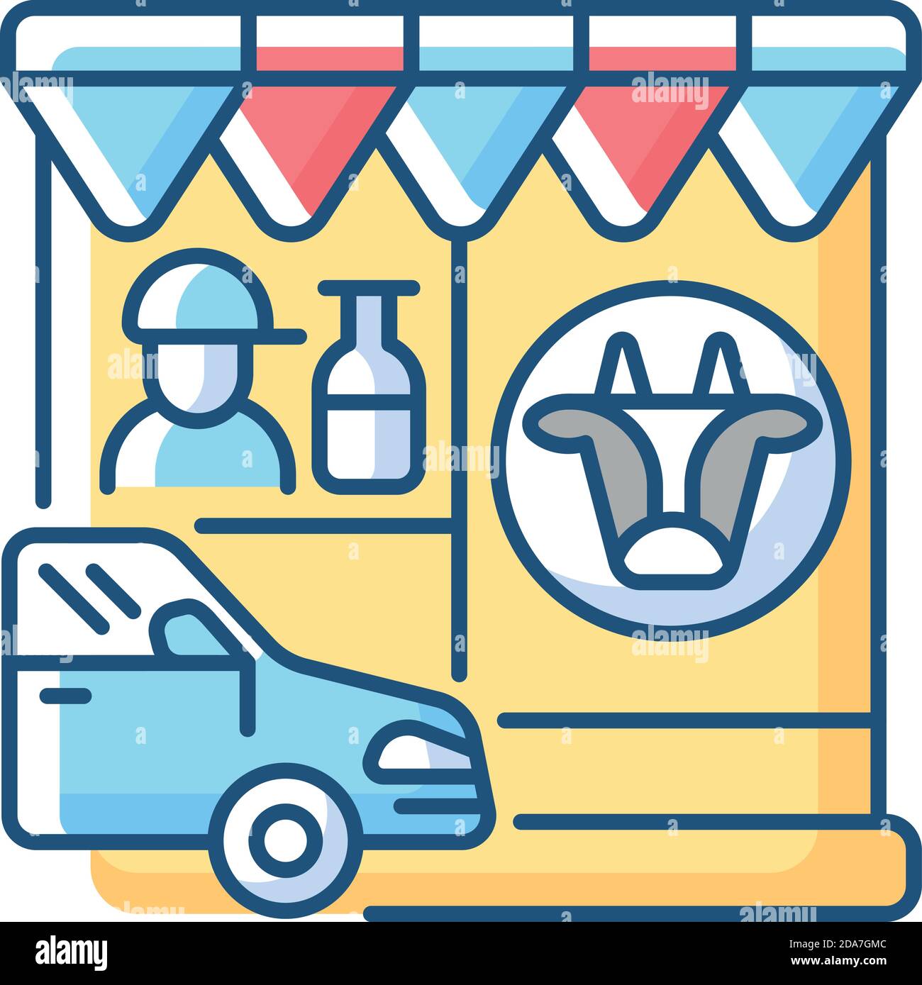 Drive through dairy shop RGB color icon Stock Vector Image & Art - Alamy