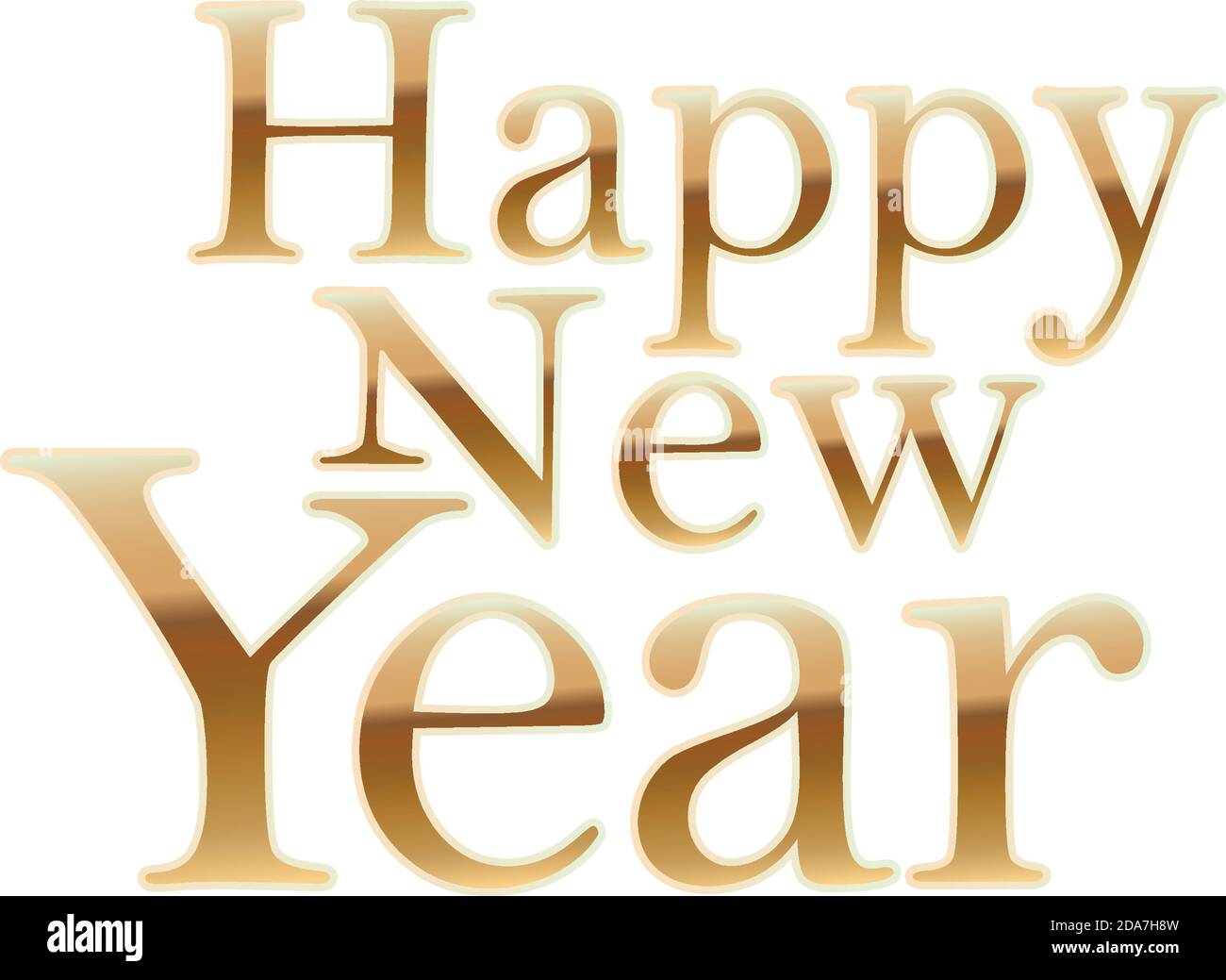 happy new year lettering of golden color on a white background Stock ...