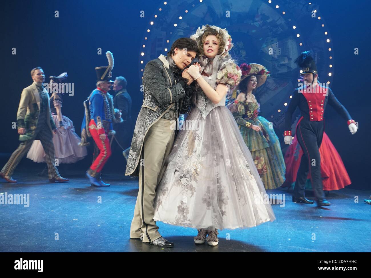 October 4 2020. Russia Moscow. The Vakhtangov Theatre. Italian Straw Hat theatre production staged by Mikhail Tsitrinyak. Set Designer Maria Rybasova Costume Designer Viktoria Sevryukova Composers Bor...