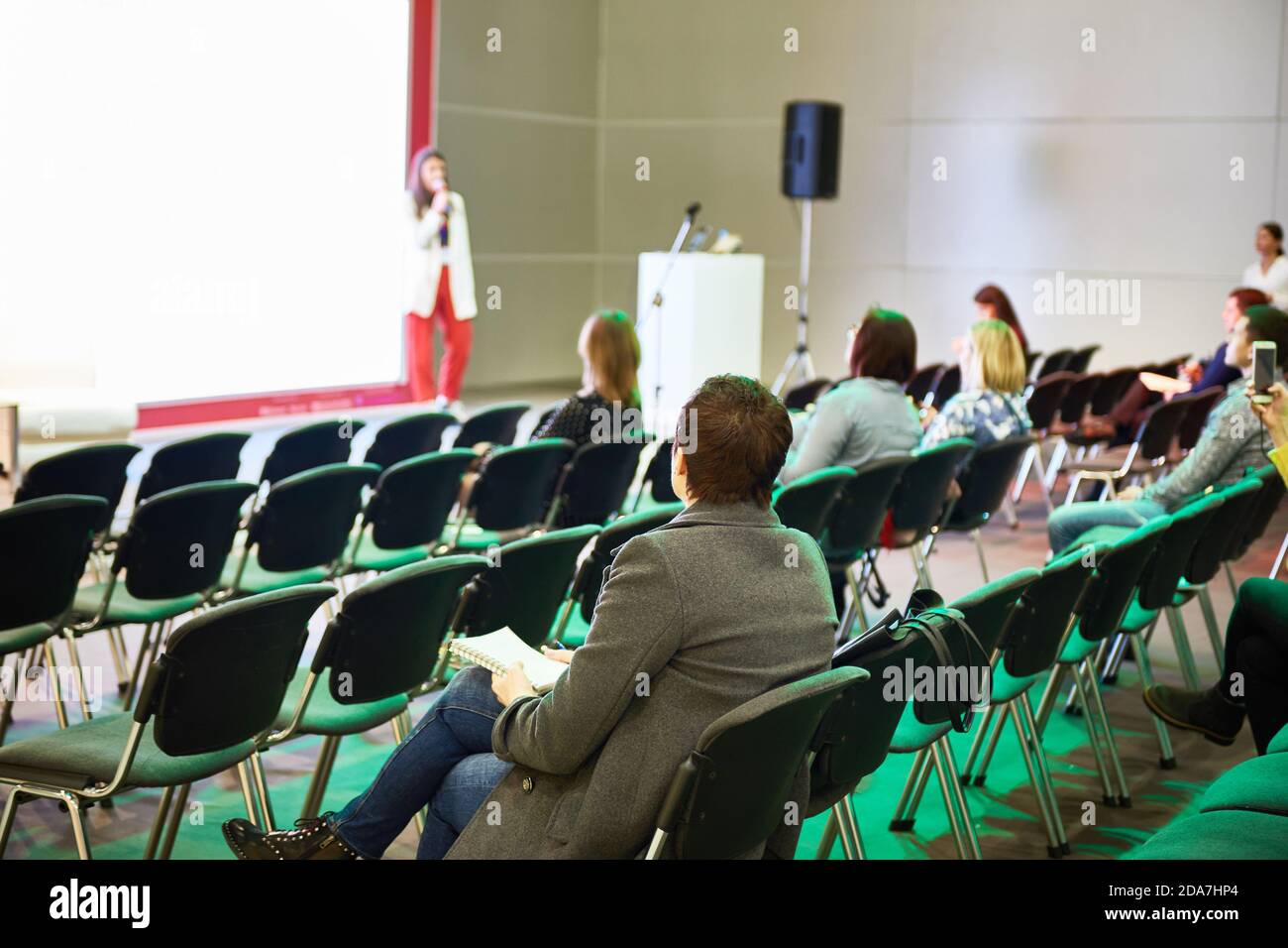 People at a training lecture at a conference Stock Photo