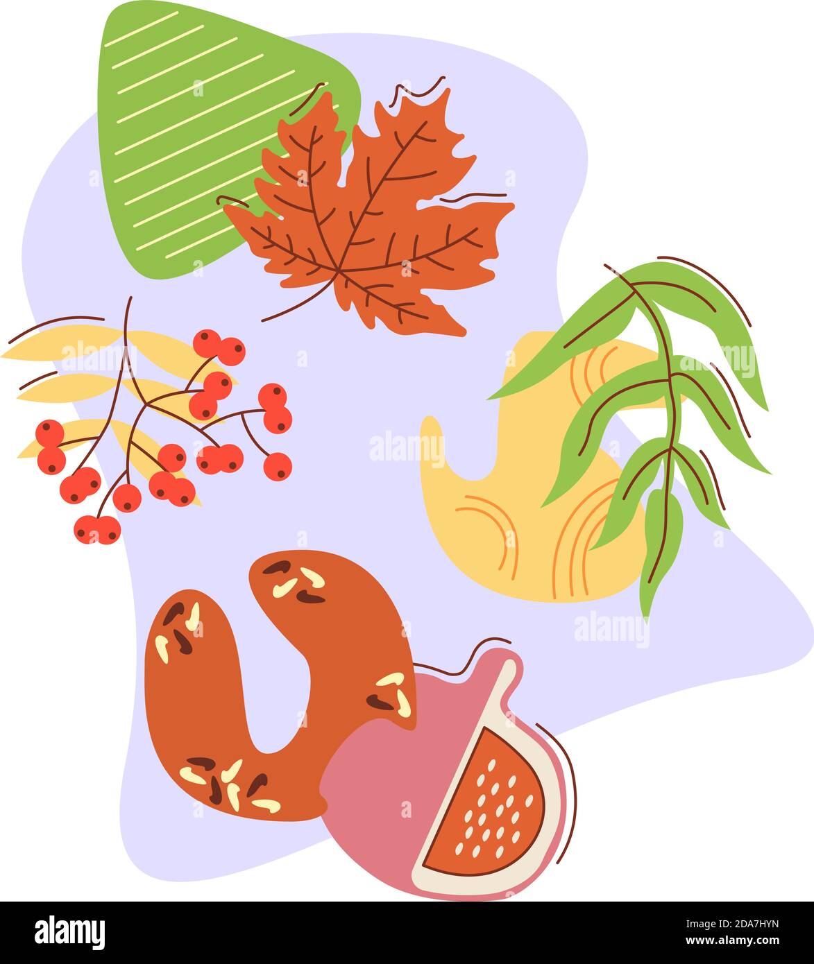 Reaping autumn harvest flat vector concept illustration with abstract ...