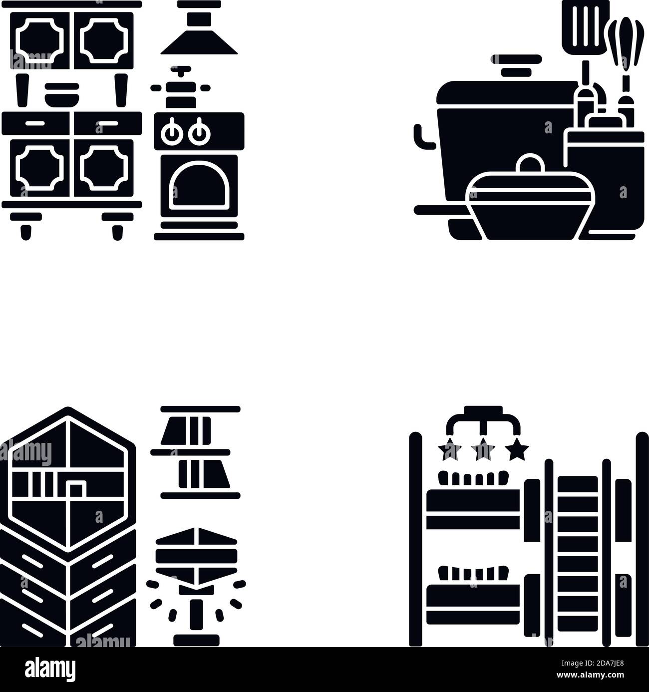Homeware black glyph icons set on white space Stock Vector Image & Art ...