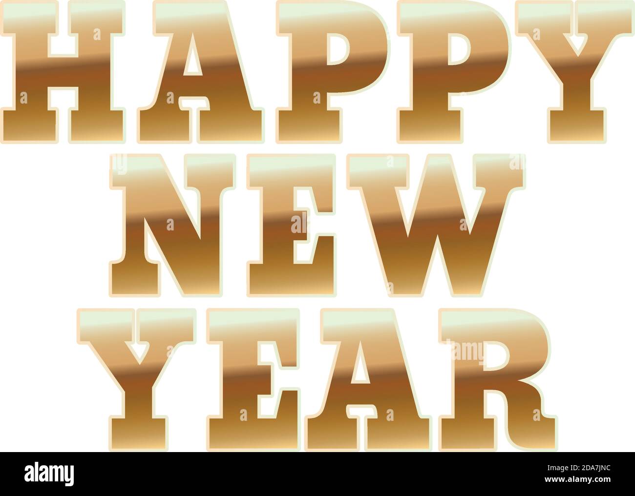 happy new year in golden poppy lettering in white background Stock ...