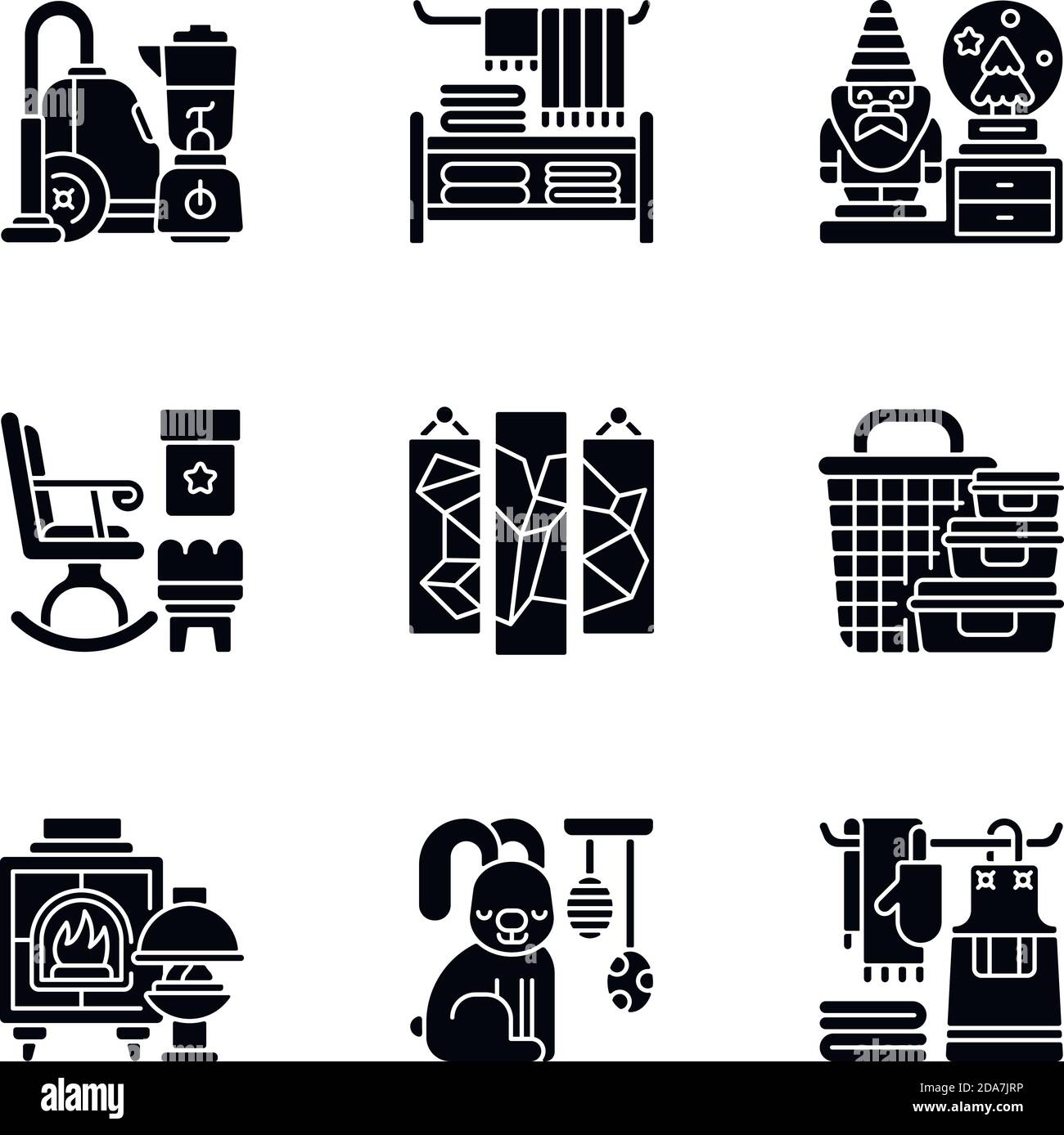Home decor black glyph icons set on white space Stock Vector Image ...