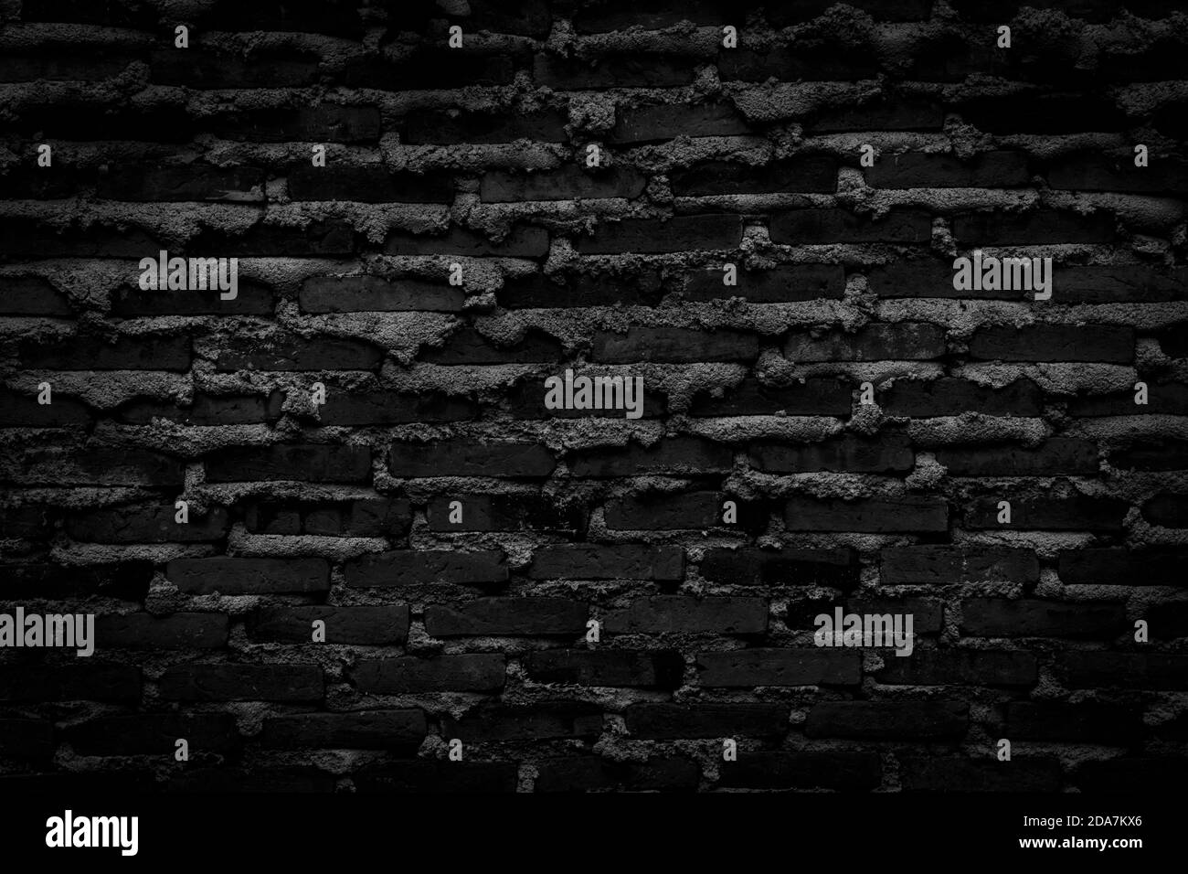 Black brick walls that are not plastered background and texture. The