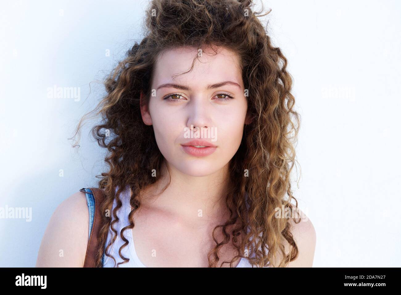 Woman long curly hair blowing hi-res stock photography and images - Alamy