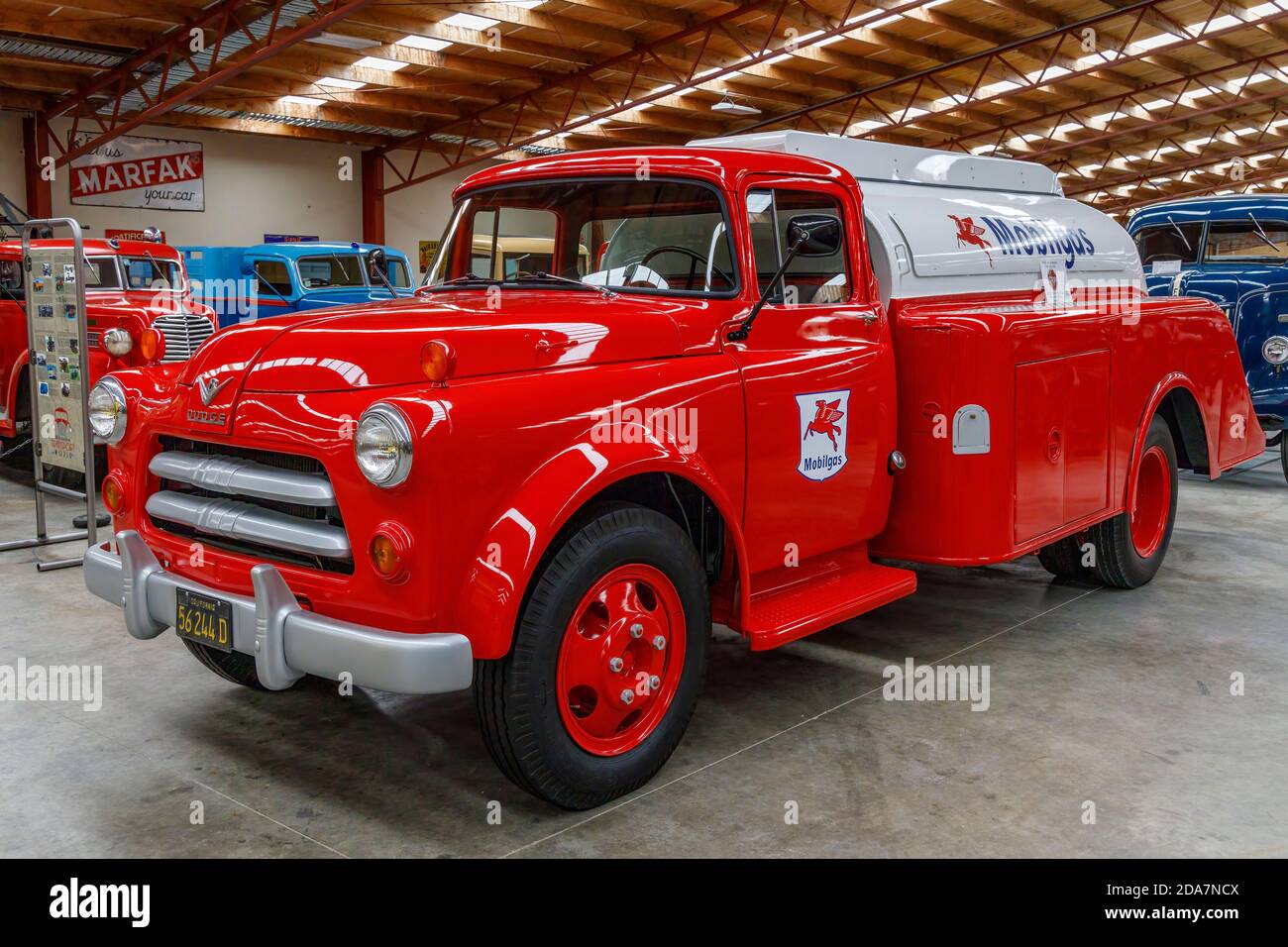 1956  Dodge C3H8153 with Mobilgas Oil Co bodywork and livery at the Bill Richardson Transport World, Invercargill, New Zealand. Stock Photo