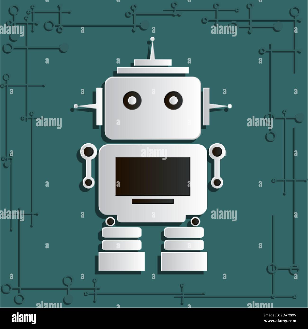 Mechanical robot in the style of paper cut. Vector illustration. Stock Vector