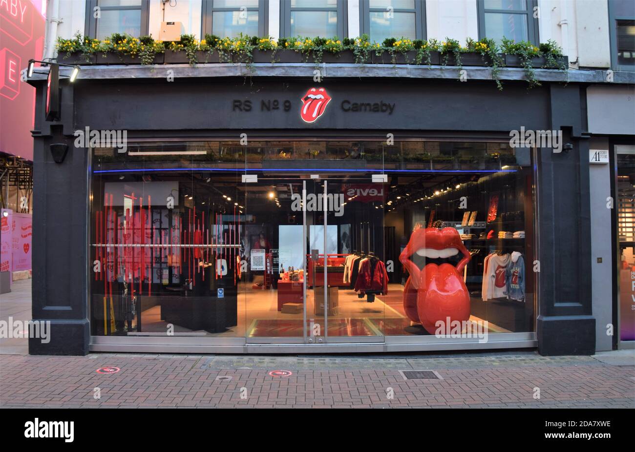 Daytime exterior view of the Rolling Stones shop on Carnaby Street.Most ...