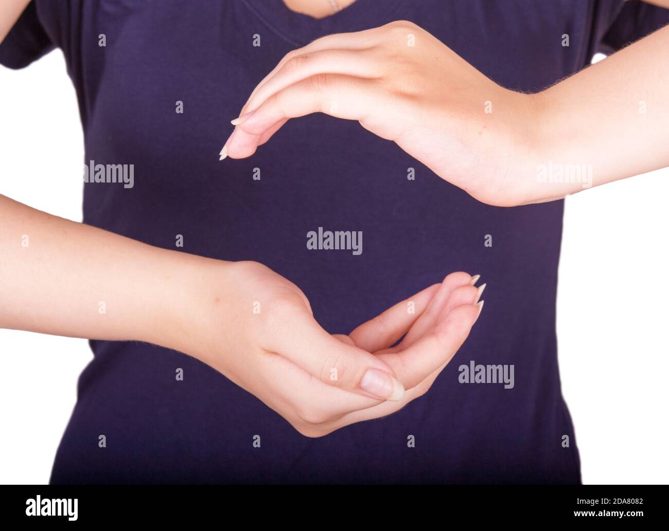 girl shows gesture of protection Stock Photo - Alamy