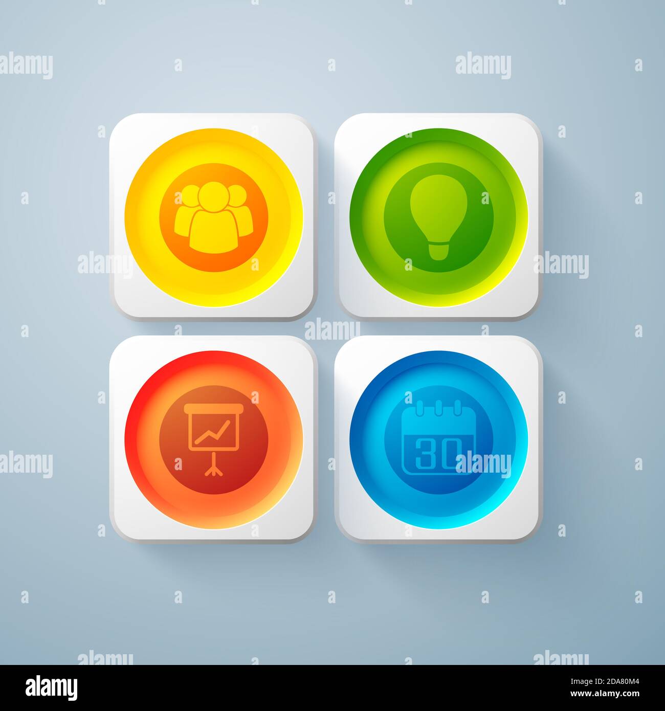 Web abstract business elements with colorful round buttons in square ...