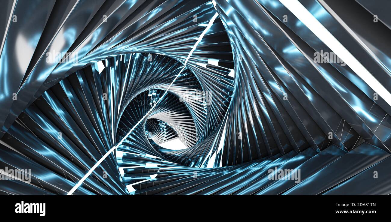 abstract modern futuristic technology background with metal spiral and ...