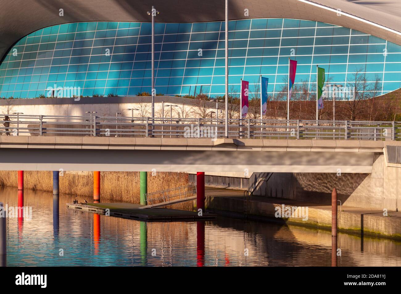 View of the Aquatic Centre in the Queen Elizabeth Olympia Park in Hackney, London, UK Stock Photo
