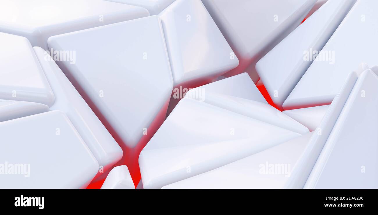 abstract white geometric shapes technology background 3d rendering ...