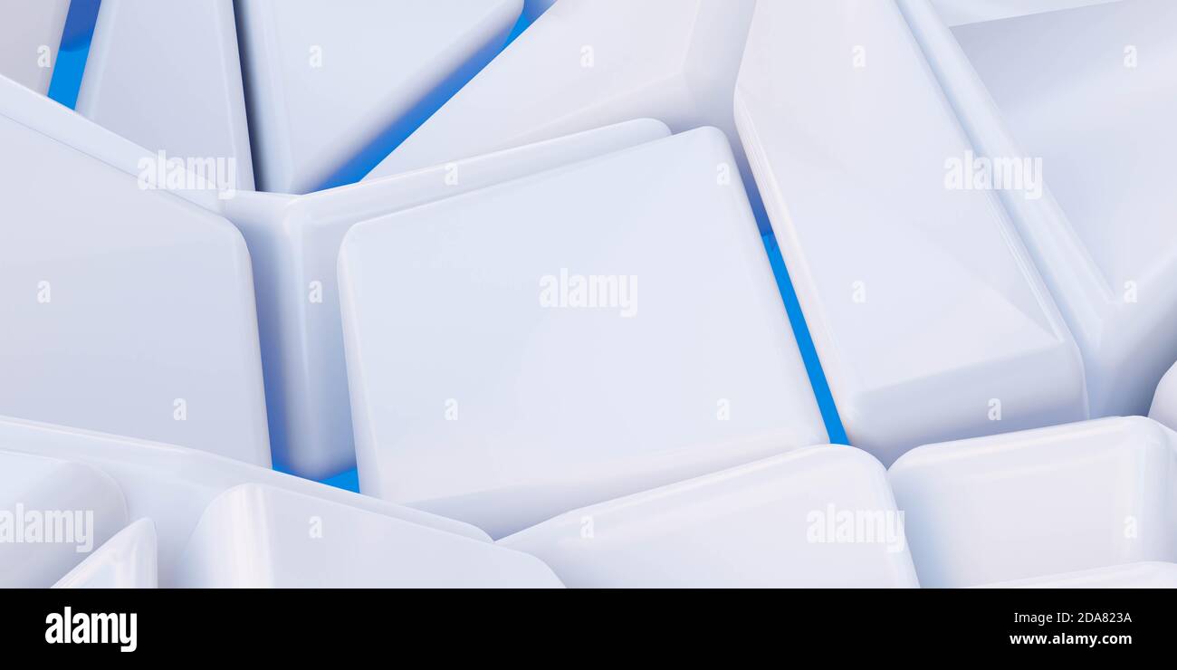 abstract white geometric shapes technology background 3d rendering ...